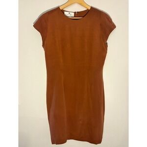 Vintage Saks Fifth Avenue Silk Sheath Dress Rust Brown Cap Sleeve Size 12